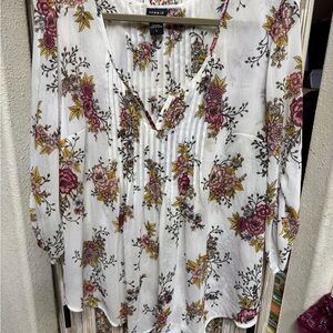 Torrid Floral Blouse - White and Purple